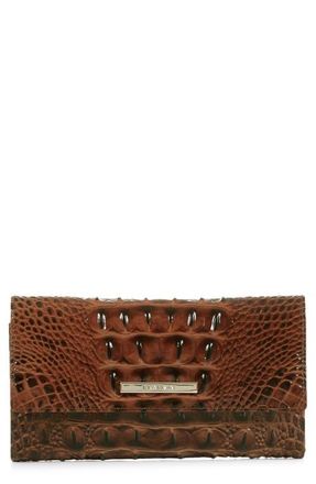 Brahmin Cordelia Croc Embossed Leather Wallet in Pecan at Nordstrom