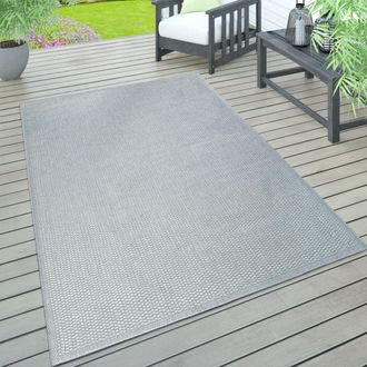 Paco Home Paco Home - Alfombra Interior Exterior Terraza Balc&oacute;n Intemperie Lisa Estructura 160x220 Cm, Gris