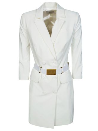 Elisabetta Franchi Double Breasted Logo Buckle Mini Dress