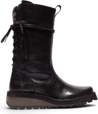 FLY London Fly London Womens Black Leather Mid-Calf Long Boots - HEIG229