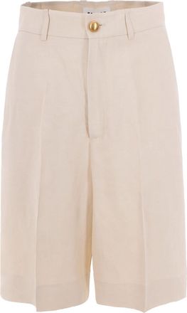 P.A.R.O.S.H. Cream Linen Bermuda Shorts