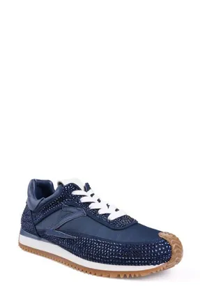 Zigi Soho Freya Rhinestone Sneaker in Navy Suede at Nordstrom, Size 6