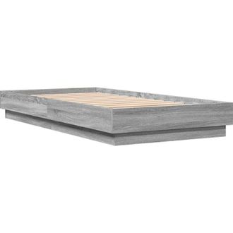 vidaXL Bed Frame without Mattress Grey Sonoma 75x190 cm Small Single Engineered Wood Vidaxl