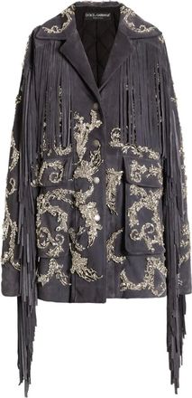 Dolce & Gabbana Jas verfraaid met franje - Grijs