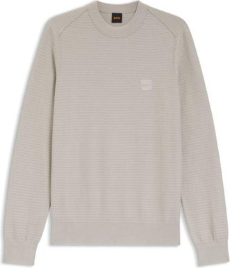 BOSS Cotton-cashmere sweater with logo patch