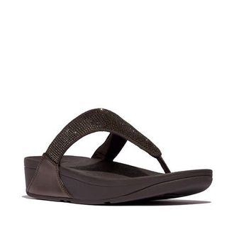 FitFlop Lulu Crystal embellished toe-post sandals in Metallic Chocolate Brown at Nordstrom, Size 6.5