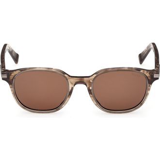 Ermenegildo Zegna 50mm Round Sunglasses in Trasnp Dark Brown /Brown at Nordstrom