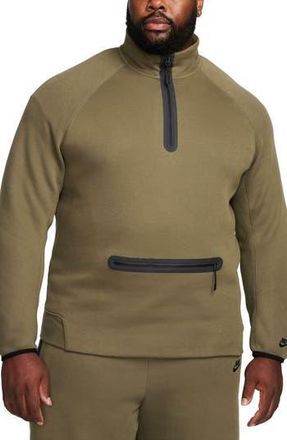 Nike Tech Fleece Half Zip Pullover in Medium Olive/Black at Nordstrom Rack, Size Small