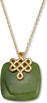 Palm Beach Jewelry Cushion Cut Genuine Green Jade 18k Gold-plated Pendant Necklace, 18 inches