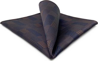 Shlax & Wing Brown Blue Mens Pocket Square Checkered Silky Touch Gift for Suit Jacket Formal