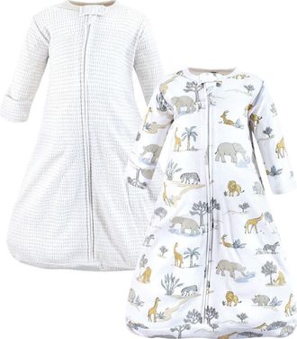 Hudson Baby Cotton Long-sleeve Wearable Sleeping Bag (baby) in Neutral Safari World Long at Nordstrom, Size Xx-Large