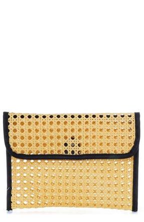 Adornia Rattan and Faux Leather Clutch in Black/Tan at Nordstrom Rack
