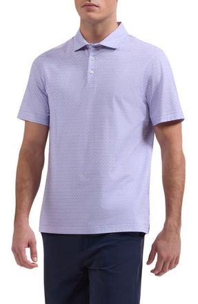 Bugatchi Victor OoohCotton Palm Tree Print Polo in Lavender at Nordstrom, Size Xxx-Large