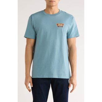 Brixton Linwood Cotton Logo Graphic T-Shirt in Ocean Breeze/Brown/Dark Navy at Nordstrom, Size Xx-Large