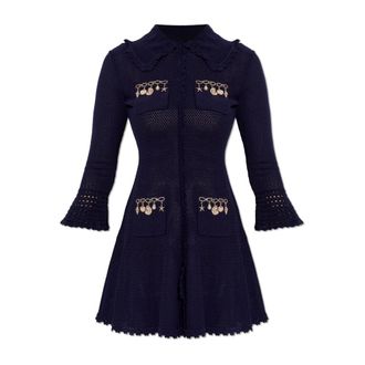 Self Portrait Knitted Dresses, female, Blue, Size: L Trouser Dress with Pendants