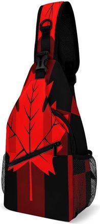 Generic Canada Plaid Flag Maple Mens Crossbody Chest Sling Bag for Travel Hiking Lightweight Shoulder Bags with Small Side