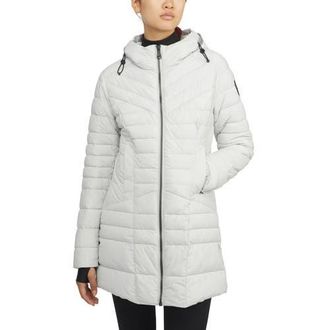 Pajar Cort Light Weight Stretch Fixed Hood Puffer with Reflective Trim in Silver at Nordstrom, Size Small