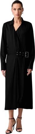 Trussardi Wrap Midi Jurk - Dames - Casual kleedjes - Zwart - XS - Leer - Kleedjes