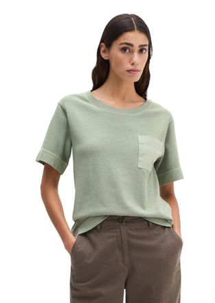 Marc O'Polo T-Shirt MARC OPOLO, Damen, Gr. L, fresh sage, Jersey, Obermaterial: 100% Baumwolle, loose fit normal, tiefer Rundhals, Shirts T-Shirt, loose fit mit a