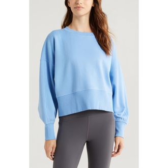 Zella Cloud Fleece Relaxed Sweatshirt in Blue Azurine at Nordstrom Rack, Size X-Small