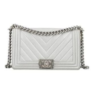 Chanel Pre-owned BOY BAG schoudertas - Dames - Vintage Schoudertas - Grijs - ONE Size - Leer - Vintage