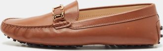 Tod's Tods Brown Leather T Timeless Slip On Loafers