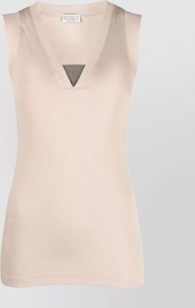 Brunello Cucinelli stretch cotton sleeveless v-neck tank top
