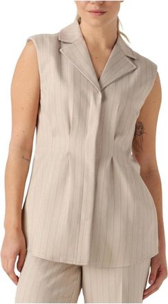 Bruuns Bazaar Jassen, Dames, Beige, XS, Zandkleurige vest voor stijlvolle zomeroutfits