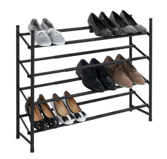 WENKO Estanter&iacute;a Para Zapatos Extensible Negra Dise&ntilde;o Industrial