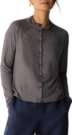 Eileen Fisher Organic Linen & Organic Cotton Cardigan in Ink at Nordstrom, Size X-Small