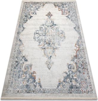 RugsX Rugsx - Distin 0826a Blanco / Azul / Verde Claro Alfombra Moderna - Adorno, Vintage, Flecos White 160x230 Cm