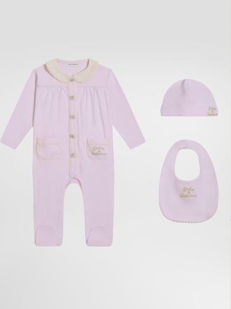 Dolce & Gabbana 3-piece Gift Set In Interlock And Linen - Woman Pink 12/18 Months