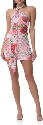 AFRM Brylee Halter Neck Minidress in Wing Rose at Nordstrom Rack, Size X-Large