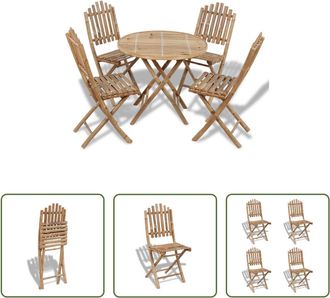 vidaXL Vidaxl Juego De Comedor De Jard&iacute;n Plegable 5 Piezas De Bamb&uacute;