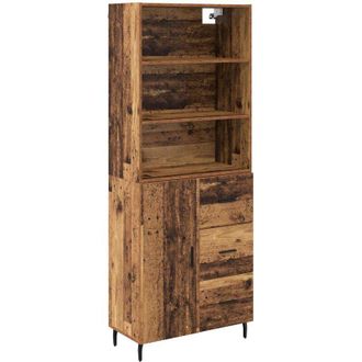 vidaXL Aparador Alto 2 Pcs Madera Envejecida Madera De Ingenier&iacute;a Vidaxl