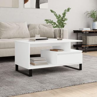vidaXL Mesa De Centro Madera Contrachapada Blanca 90x49x45 Cm Vidaxl