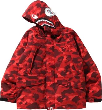 A Bathing Ape Color Camo Shark SnowBoard Down Jacket Red 1I30-144-002-RED