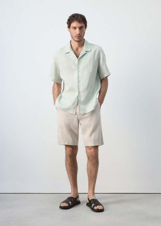 Mango Camicia regular fit 100% lino verde acqua - Uomo - XXL - MANGO MAN