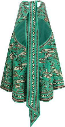 Alemais Womens Fish Sticks Mini Linen Dress Green