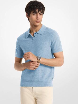 Michael Kors Boucle Cotton Blend Short-Sleeve Polo Sweater