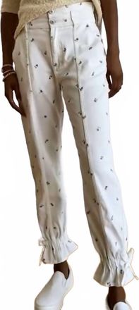 Something Navy Sylvia Denim With Tie Pants In White