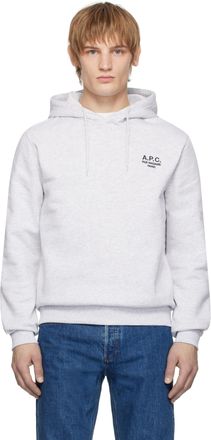 パーカー・フーディ A.P.C. SS25 Grey cotton sweatshirt (COHBYM27920 PLA) セール】 裏毛 ワイドシルエット サイドポケット付 5分袖パーカ