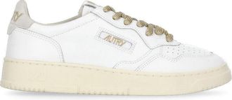 Autry White Lurex Laced Smooth Leather Sneakers