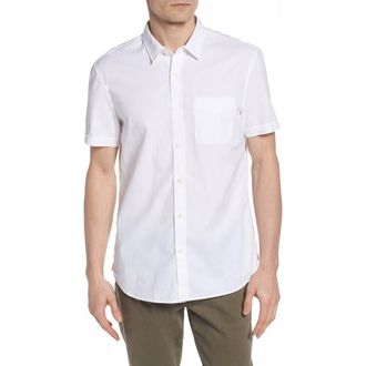 AG - Adriano Goldschmied Pearson Regular Fit Short Sleeve Sport Shirt in True White at Nordstrom Rack, Size X-Large