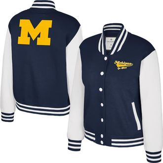 Colosseum Womens Colosseum Navy Michigan Wolverines French Baguette Full Snap Fleece Jacket at Nordstrom, Size X-Large