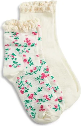 Stems Assorted 2-Pack Lace Trim Floral Socks in Lilac Haze at Nordstrom