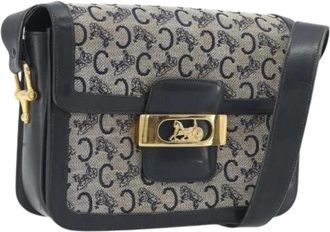 Celine Pre-owned Canvas Shoulder Bag - Dames - Vintage Schoudertas - Zwart - ONE Size - Leer - Vintage