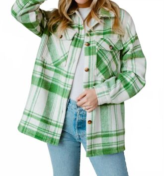 Panache Charmer Plaid Jacket In Green & Cream
