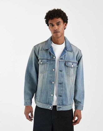 Levi's Giacca trucker comoda in denim lavaggio nero vintage-Blu
