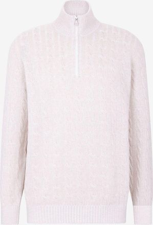 Brunello Cucinelli Kaschmir-Zopfstrickpullover mit Stehkragen mit Reissverschluss